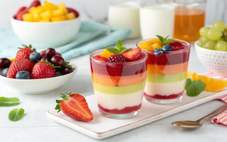 vivid-dessert-featuring-glasses-filled-with-colorf